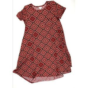 ‎LuLaRoe Carly Dress Swing Red Black Geometric XS
